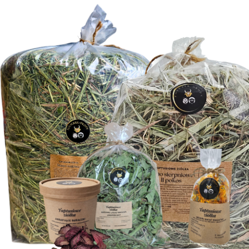 Spokojny brzuszek zestaw siana warzyw i kwiatów dla królika