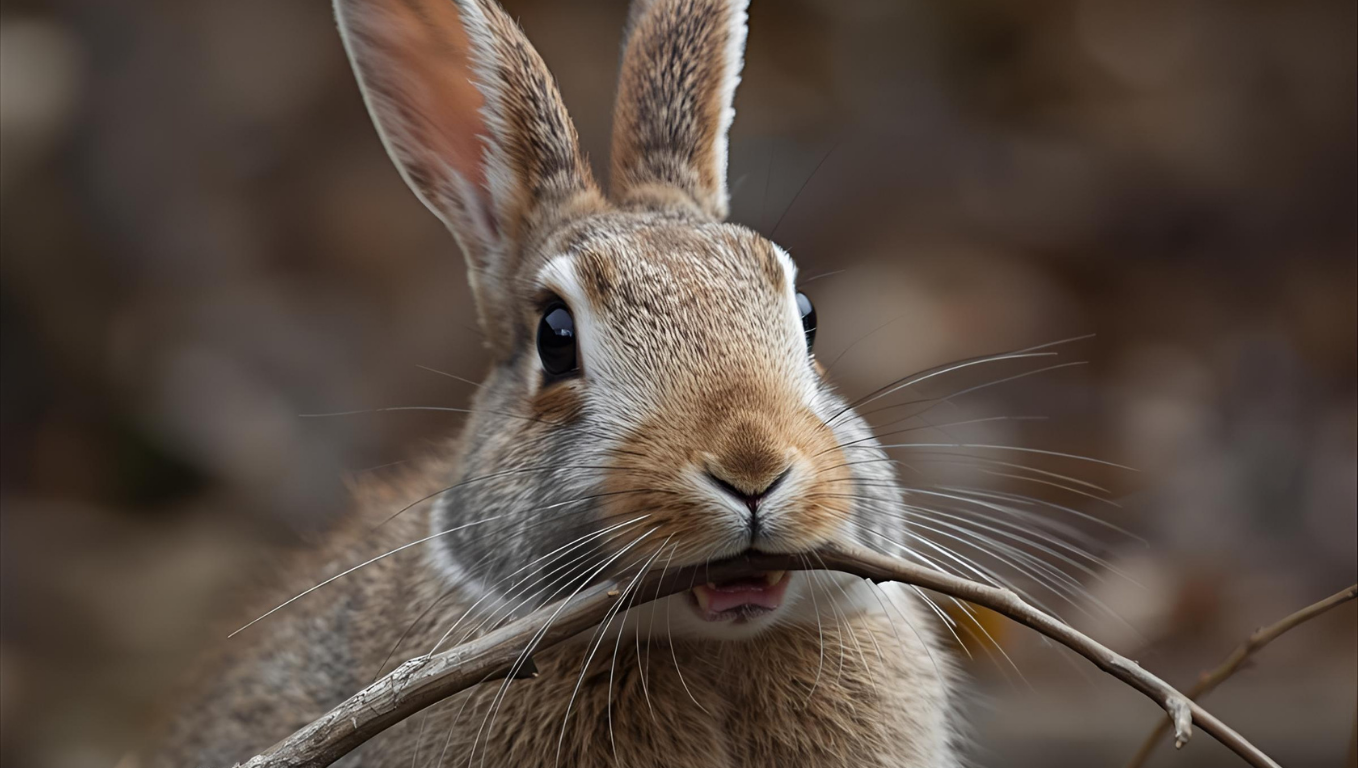 Królik zjadający gałązki